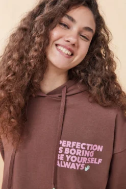 Women'secret Sudadera Capucha Felpa Marrón -Women'secret Soldes Magasin P 169602531D3