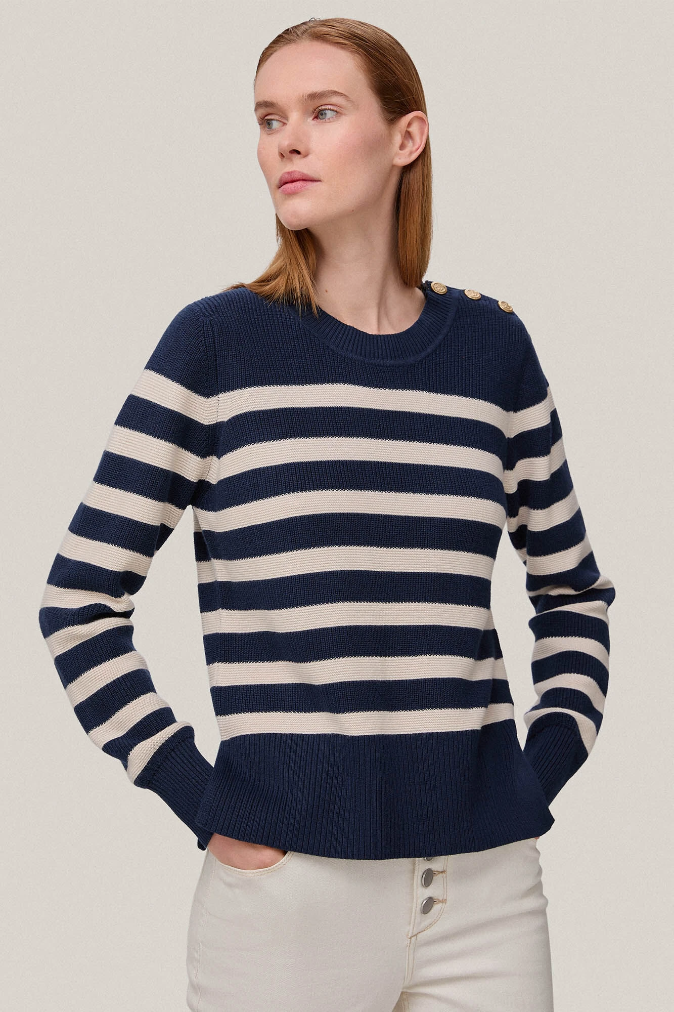 Women'secret Jersey De Rayas Con Boton Joya 1 Women'secret Jersey De Rayas Con Boton Joya