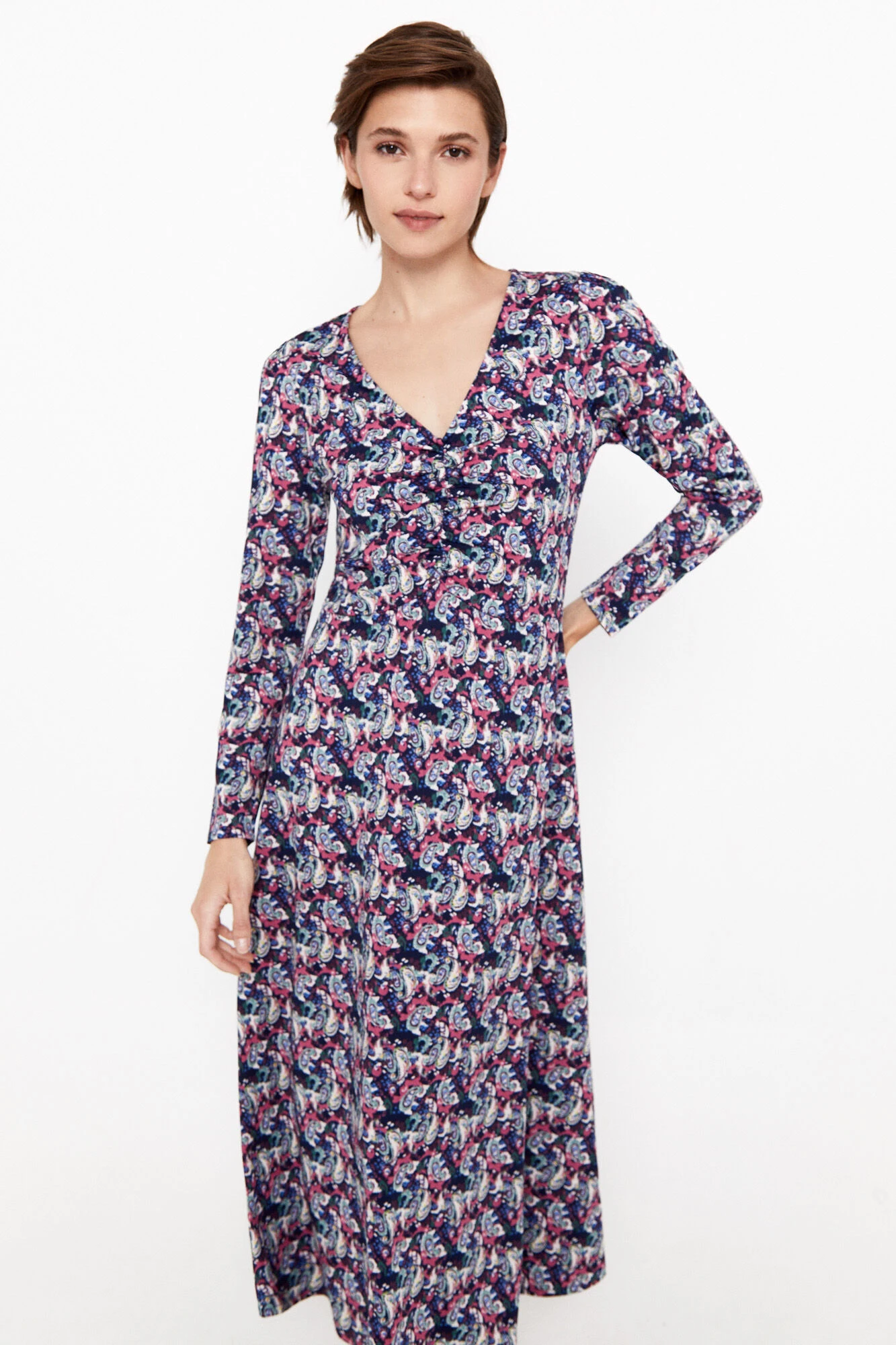 Women'secret Vestido Punto Estampado Frunce 1 Women'secret Vestido Punto Estampado Frunce