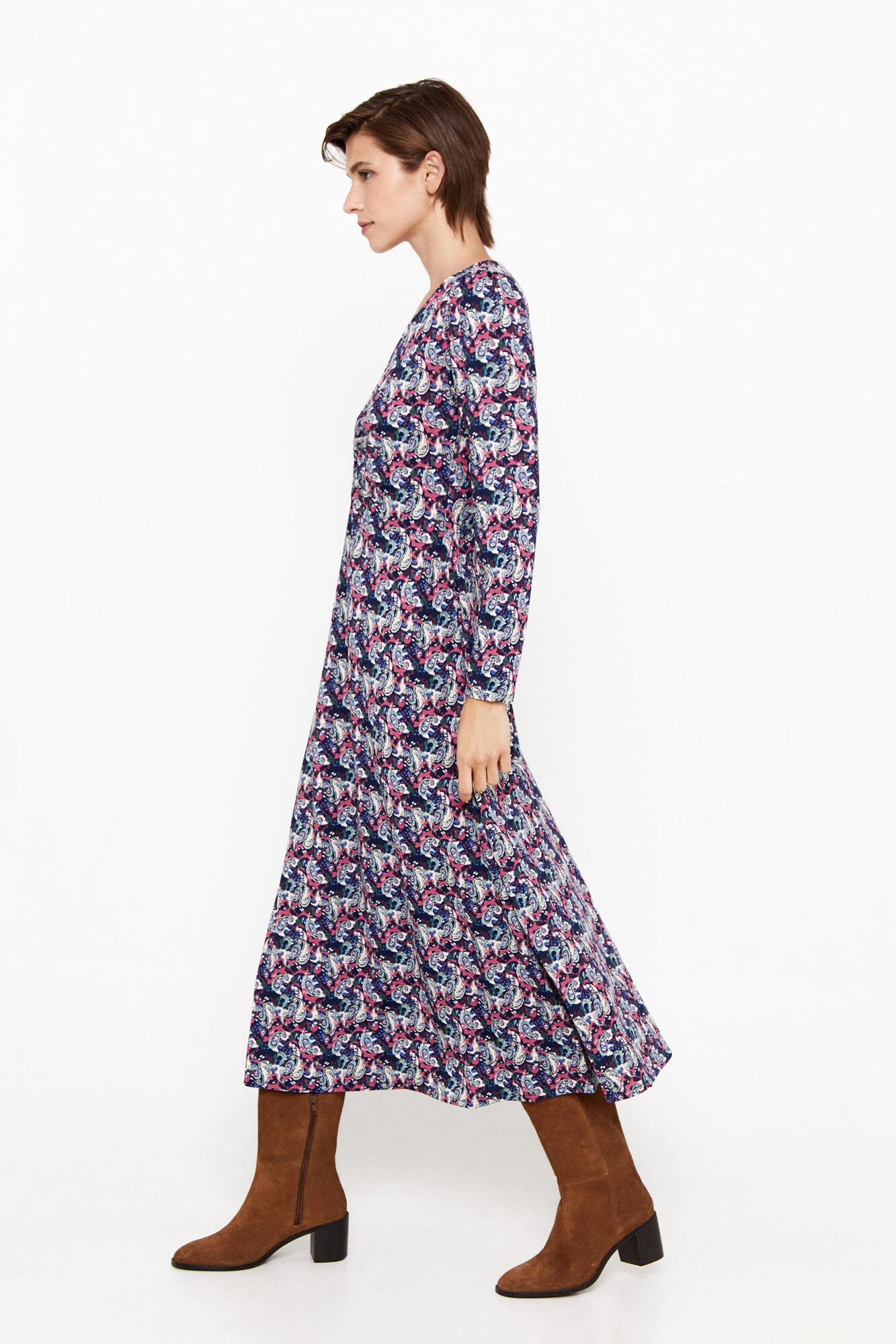 Women'secret Vestido Punto Estampado Frunce 2 Women'secret Vestido Punto Estampado Frunce – Image 2