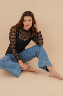 Women'secret Camiseta Encaje Negra -Women'secret Soldes Magasin P 566637901D1