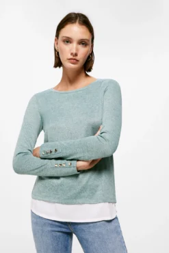 Women'secret Camiseta Bimateria Botones Puños