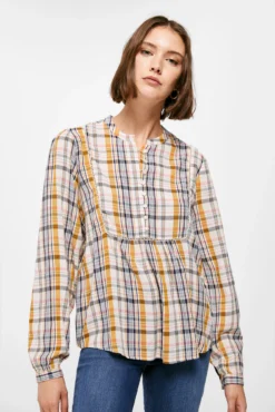 Women'secret Blusa Cuadros Botones
