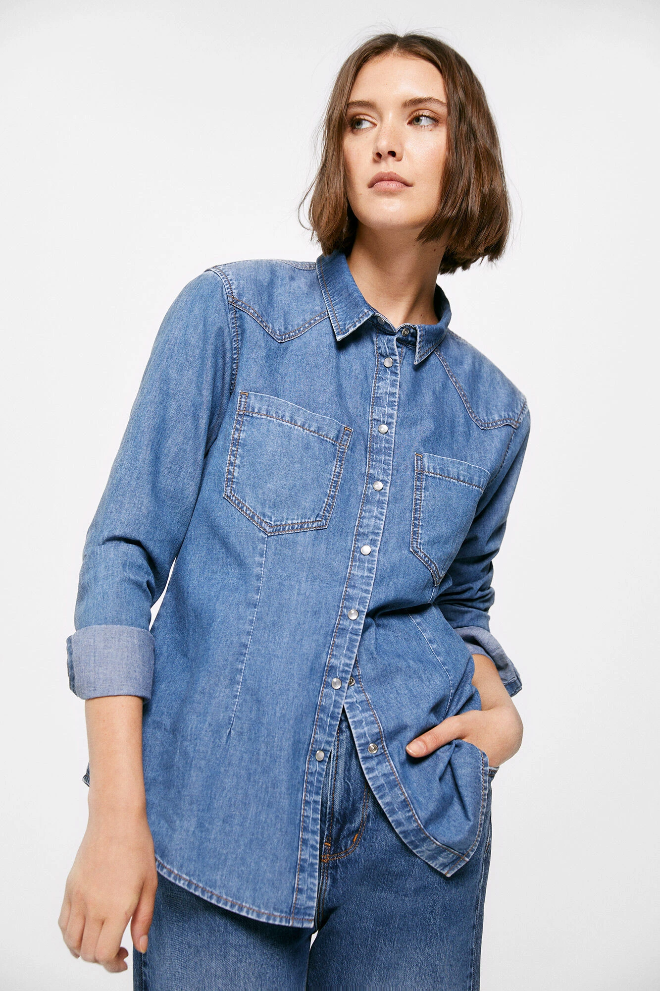 Women'secret Camisa Vaquera Bolsillos Lavado Sostenible 3 Women'secret Camisa Vaquera Bolsillos Lavado Sostenible – Image 3