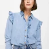 Women'secret Camisa Vaquera Volantes Lavado Sostenible