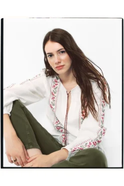 Women'secret Blusa Étnica Cenefas Bordadas