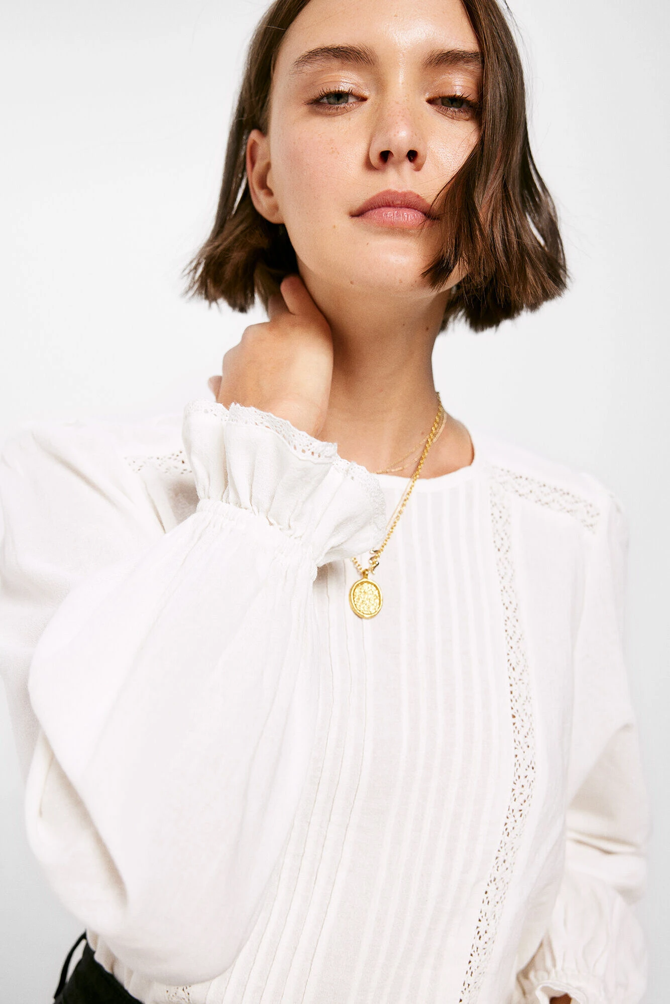 Women'secret Blusa Pintucks Lace 2 Women'secret Blusa Pintucks Lace – Image 2