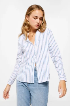 Women'secret Blusa Rayas Cuello Mao Algodón