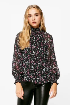 Women'secret Blusa Estampada Nido De Abeja