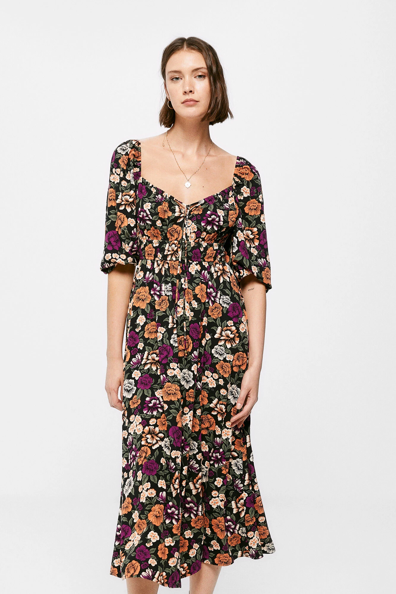 Women'secret Vestido Midi Gomas Cintura 1 Women'secret Vestido Midi Gomas Cintura