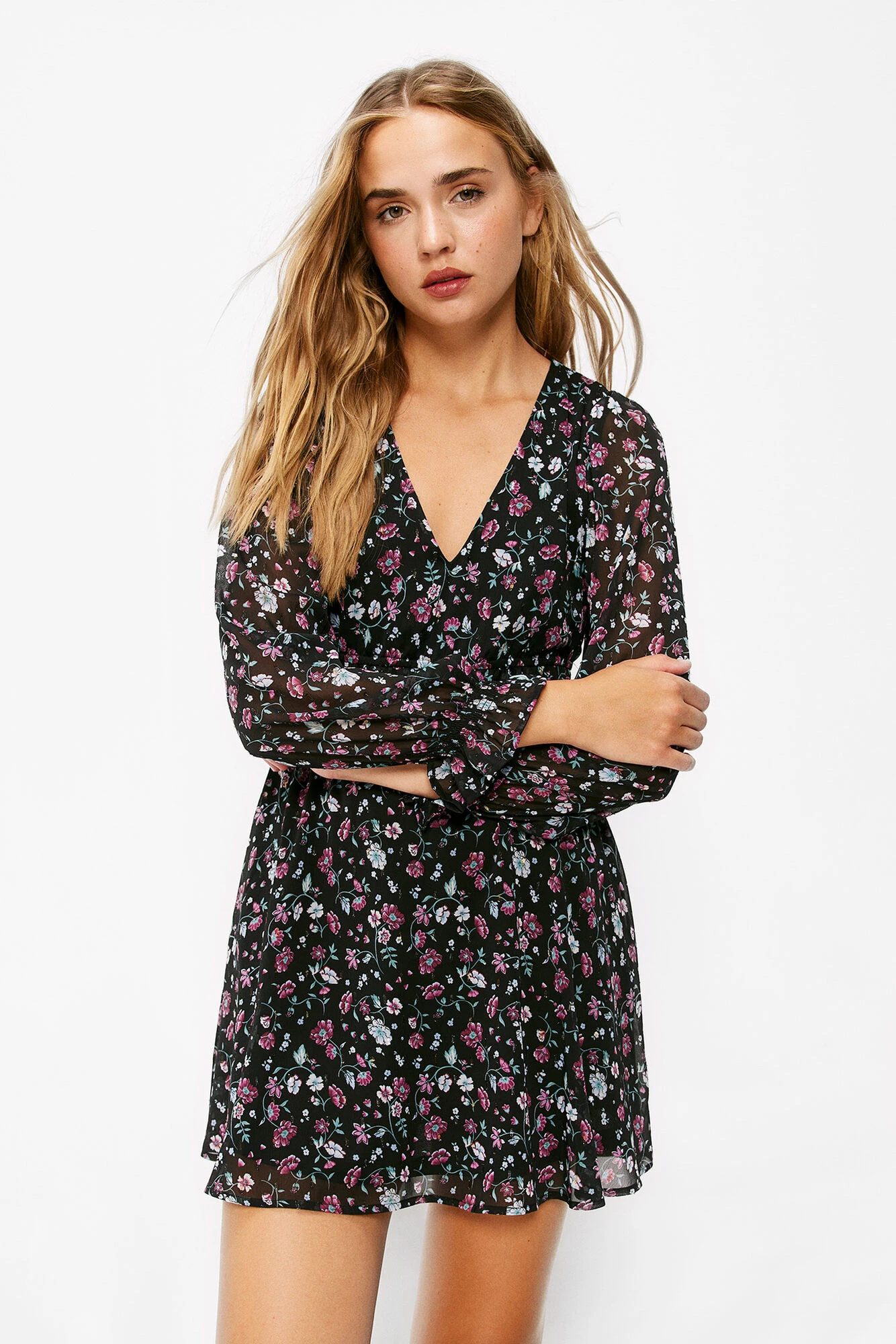 Women'secret Vestido Corto Flores Lurex 2 Women'secret Vestido Corto Flores Lurex – Image 2