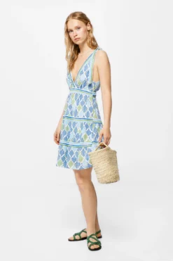 Women'secret Vestido Corto Estampado Lazos