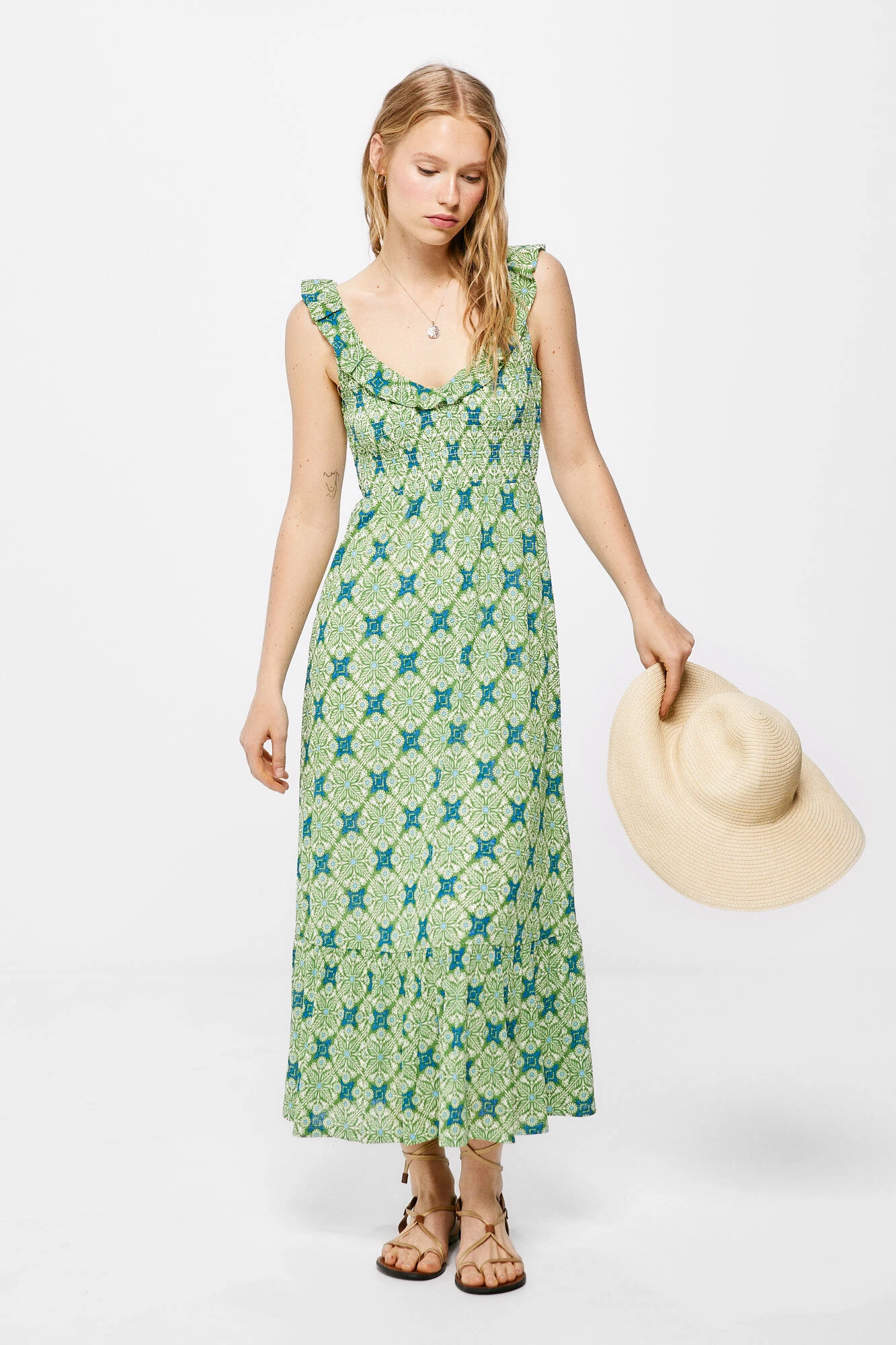 Women'secret Vestido Midi Estampado Nido De Abeja 1 Women'secret Vestido Midi Estampado Nido De Abeja