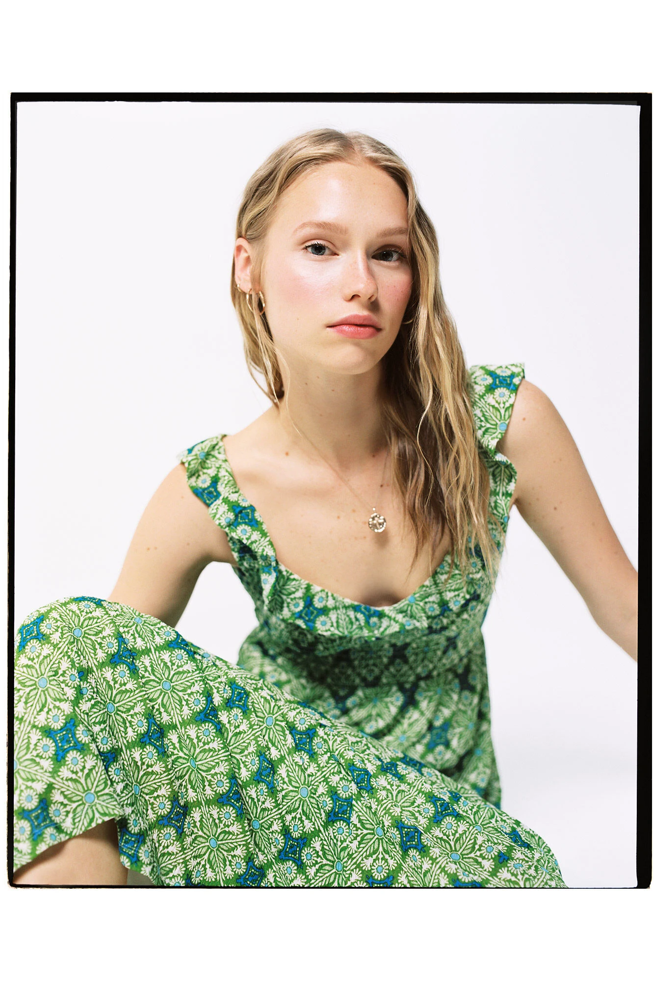 Women'secret Vestido Midi Estampado Nido De Abeja 2 Women'secret Vestido Midi Estampado Nido De Abeja – Image 2